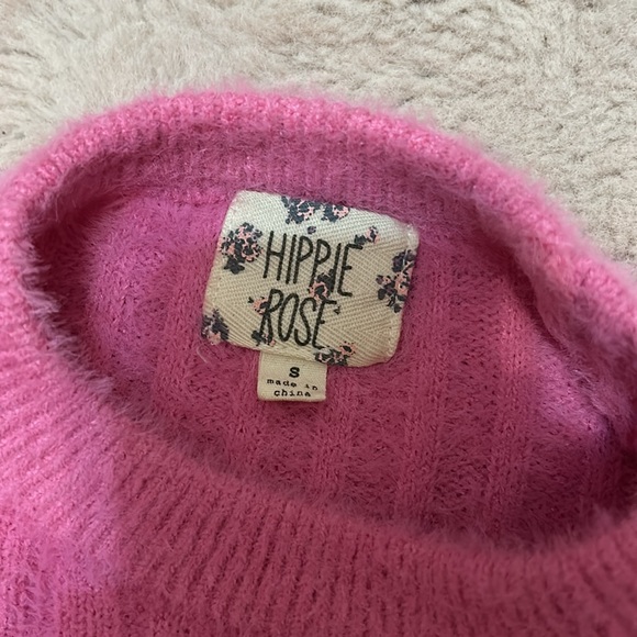 Hippie Rose - Pink Eyelash Faux Fur Sweater - Picture 2 of 3